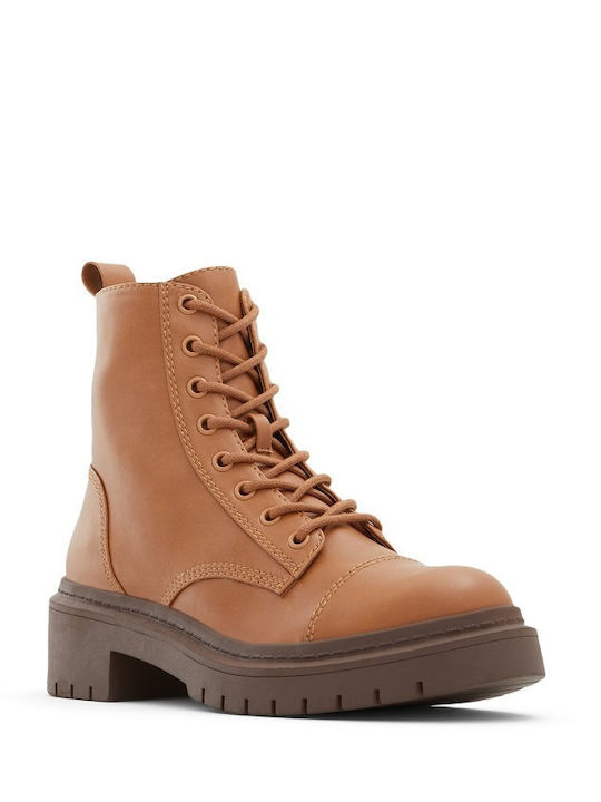 Aldo Goer Tan Lederstiefelette mit Schnürsenkeln