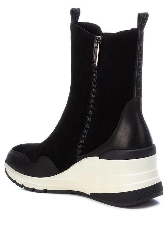 Leder Stiefeletten Damen Schwarz