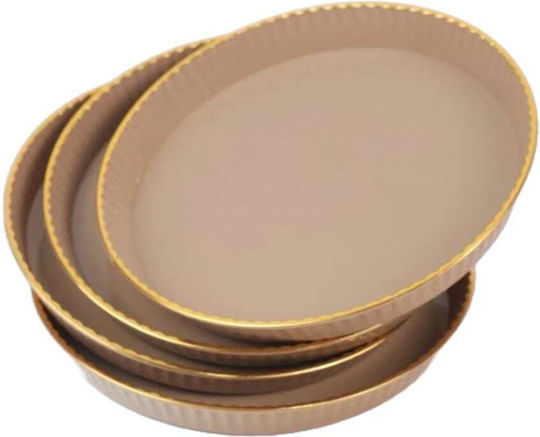 Set 4 Gentle Puff Round Trays Serving Appetizers Sweets Candies 15 Cm Brown