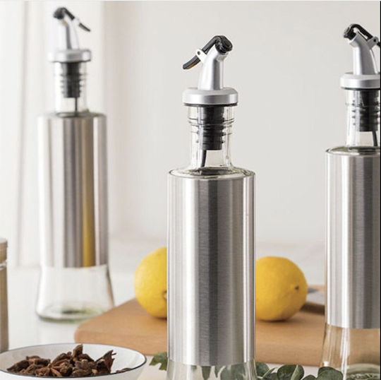 Pufo Taste Glasspender-Set Öl Essig 300 ml Silber