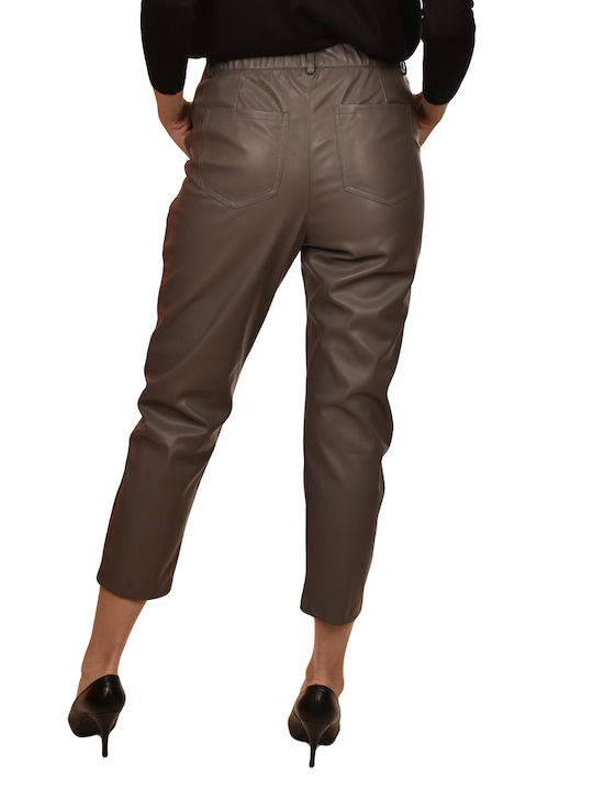 MY T Women's Leather Trousers Grey