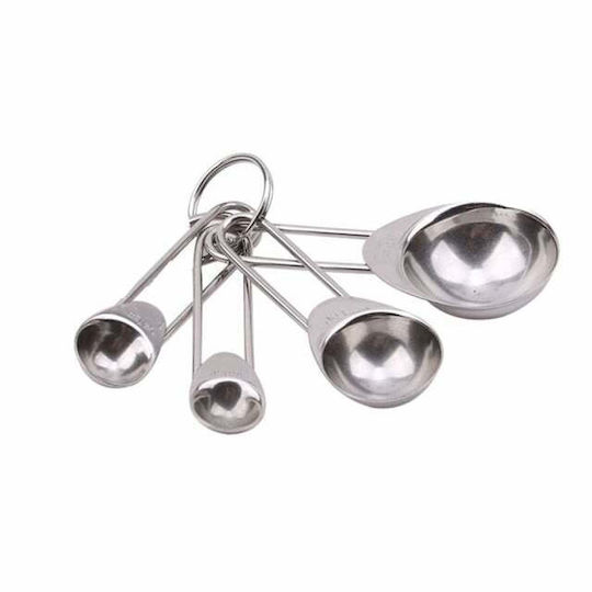 Set 4 Metal Measuring Spoons In Different Sizes Measuring Ingredients Spices Silver