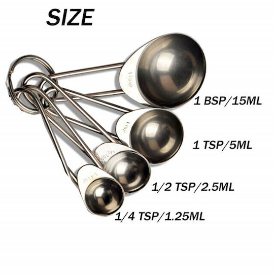 Set 4 Metal Measuring Spoons In Different Sizes Measuring Ingredients Spices Silver