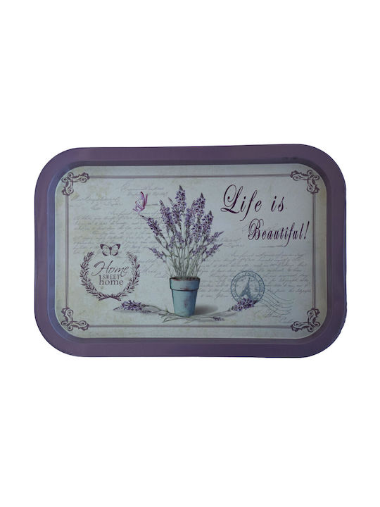 Placă Metal Pufo Life Is Beautiful Servire Deserturi Prajituri Aperitive 34 X 23 Cm