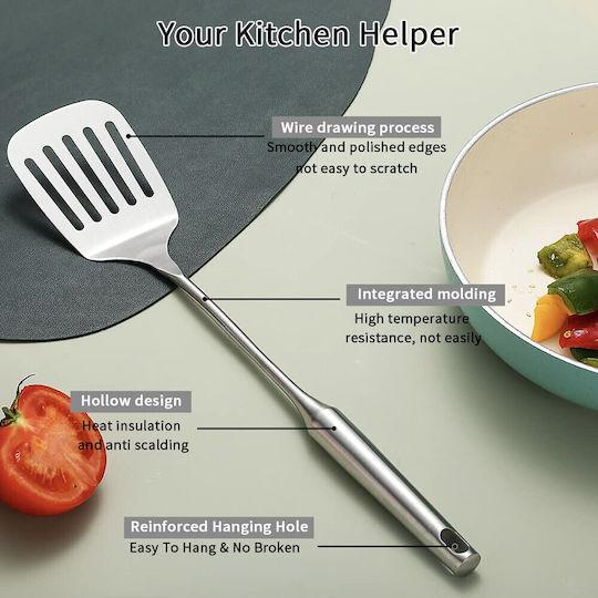 Premium Stainless Steel Spatula Cooking Serving Durable 38 Cm