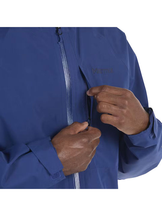 Geacă Barbat Hardshell Waterproof și cu Protecție Împotriva Vântului Albastru