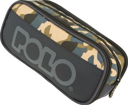 Polo Cryptic Pencil Case with 3 Compartments Blue Camo
