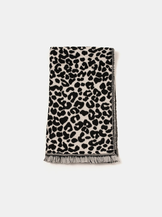 Knitted Leopard Scarf Black Black