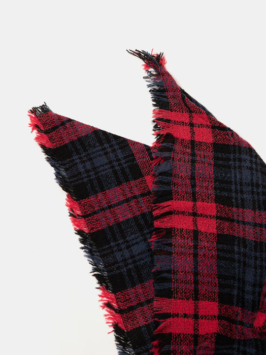 Triangular Plaid Scarf Red Red