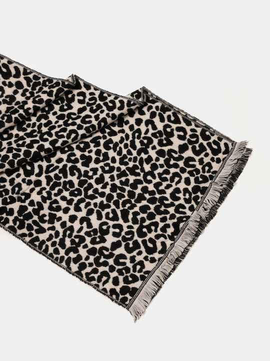 Gestrickter Leoparden-Schal Schwarz Schwarz