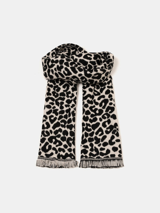 Gestrickter Leoparden-Schal Schwarz Schwarz