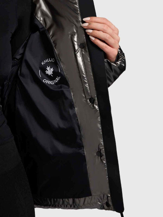 Women's Short Puffer Jacket for Winter Grey