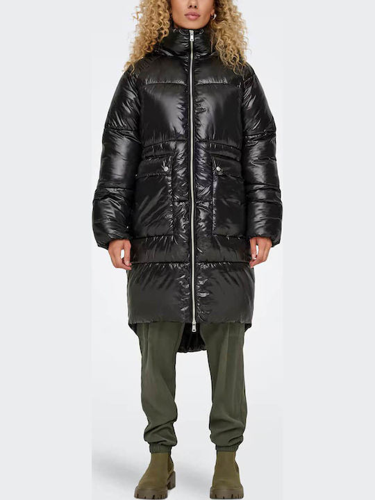 Kurz Damen Puffer Jacke für Winter Black