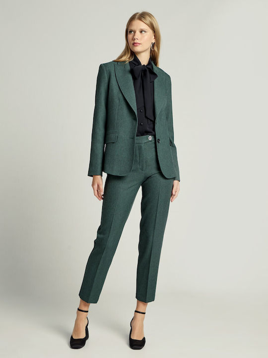 Passager Women's Waisted Blazer Green