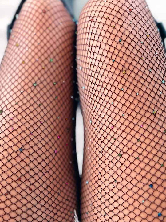 Διχτυωτό Γυναικείο Καλσόν Strass Μαύρο