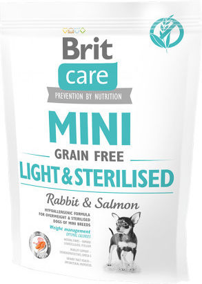 Brit Care Mini 7kg Dry Food Grain-Free & Gluten-Free for Adult Neutered Small Breed Dogs with Rabbit and Salmon