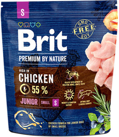 Brit Premium By Nature Junior Small 1kg Trockenfutter ohne Gluten für Welpen kleiner Rassen mit Huhn