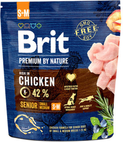 Brit Premium By Nature Senior Small/Medium 8kg Dry Food Gluten-Free for Senior Small & Medium Breed Dogs with Chicken
