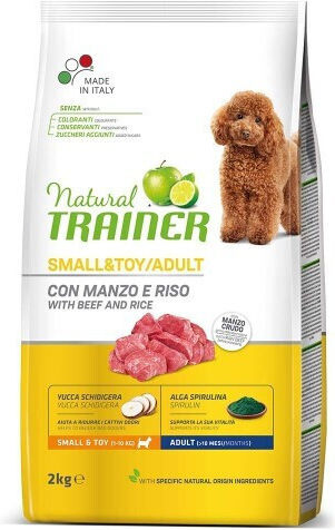 Natural Trainer Adult Mini 2kg Dry Food for Adult Small Breed Dogs with Rice and Calf