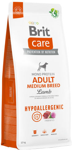 Brit Care Adult Medium Breed Hypoallergenic 1kg Ξηρά Τροφή χωρίς Γλουτένη για Ενήλικους Σκύλους Μεσαίων Φυλών με Αρνί