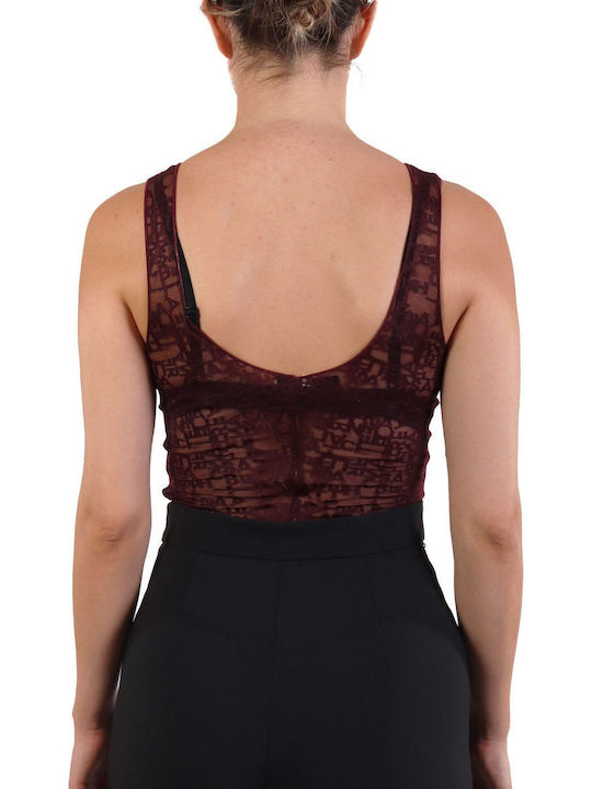 Frauen Bodysuit mit Spitze Bordeaux