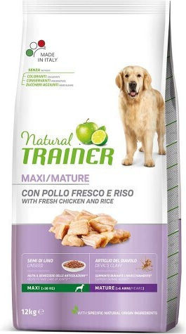 Natural Trainer Maxi Maturity 12kg Dry Food Diet for Senior Large Breed Dogs with Turkey and Chicken