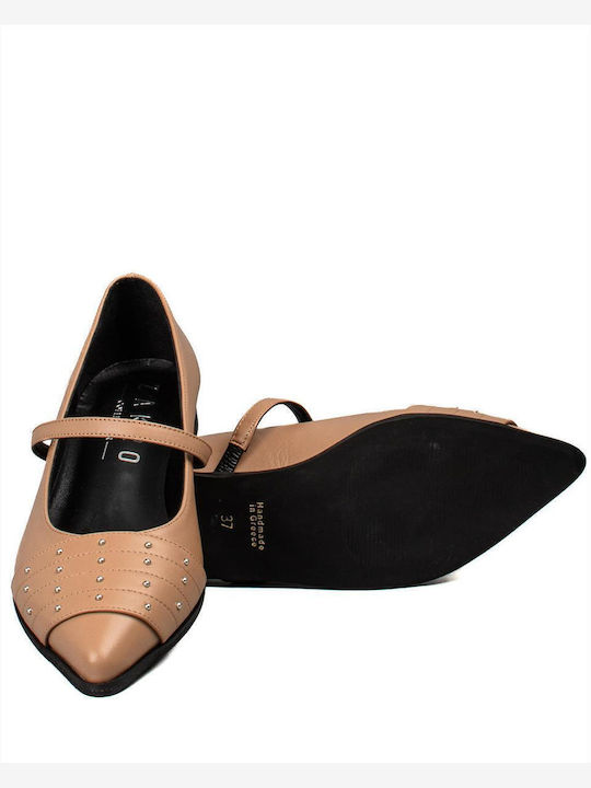 Leather Ballerinas Brown