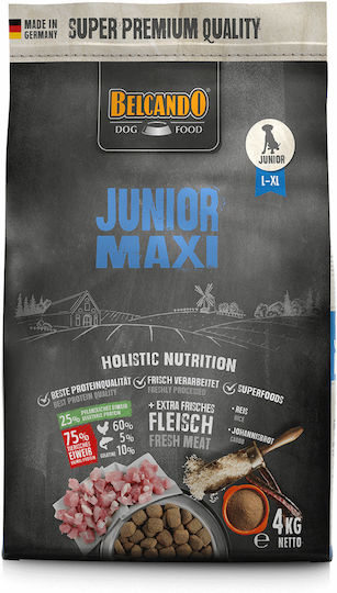 Belcando Junior 4kg Dry Food Diet, Grain-Free for Large Breed Puppies with Poultry, Rice, Chicken, Tuna, Meat, Fish and Liver