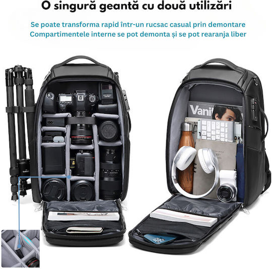 Camera Backpack Multifunctional Bag Professional Dslr Mirrorless Cameras Sports Cameras Drones Tripod Support Lenses Accessories Anti-theft Lock Laptop Compartment Backpack
