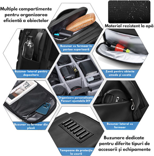 Camera Backpack Multifunctional Bag Professional Dslr Mirrorless Cameras Sports Cameras Drones Tripod Support Lenses Accessories Anti-theft Lock Laptop Compartment Backpack