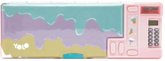 Yolo Retro Tie Dye Pencil Case Barrel with 1 Compartment Pink