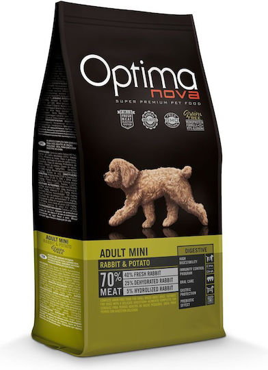 Optimanova Adult Mini Digestive 2kg Dry Food Grain-Free for Adult Small Breed Dogs with Rabbit and Potatoes