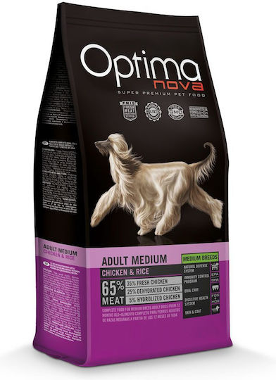 Optimanova Adult Medium 2kg Ξηρά Τροφή χωρίς Σιτηρά για Ενήλικους Σκύλους Μεσαίων Φυλών με Κοτόπουλο και Ρύζι