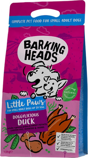 Barking Heads Doggylicious 1.5kg Dry Food Grain-Free & Gluten-Free for Adult Small Breed Dogs with Duck, Potatoes and Fish