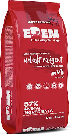 Edem 12kg Dry Food for Adult Dogs with Chicken, Pork, Beef, Meat, Vegetables and Tuna