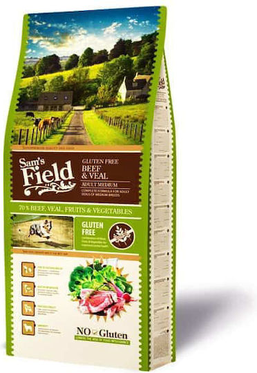 Sam's Field Adult Medium 13kg Ξηρά Τροφή με Λίγα Σιτηρά για Ενήλικους Σκύλους Μεσαίων Φυλών με Βοδινό και Μοσχάρι