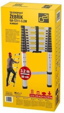 G21 Telescopic Ladder Aluminum of Steps with Maximum Height 3.2m