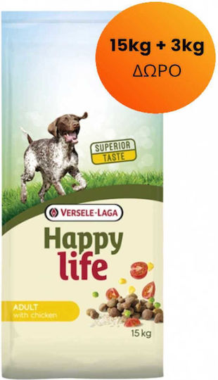 Versele Laga Happy Life Adult 15kg Ξηρά Τροφή για Ενήλικους Σκύλους με Κοτόπουλο