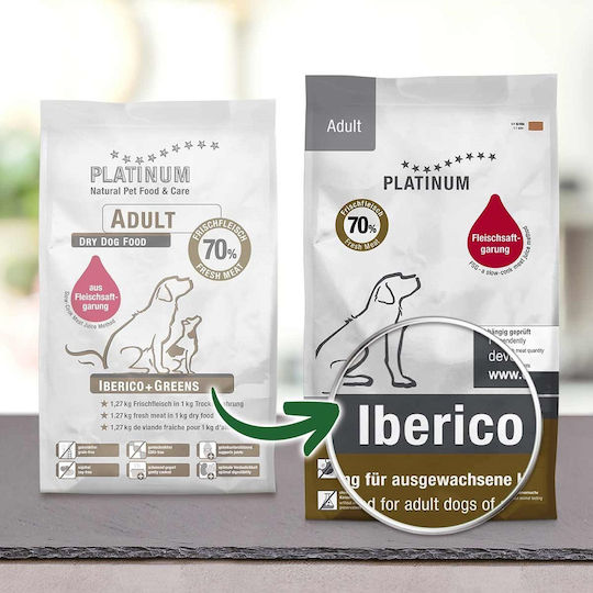 Platinum Pet Food & Care Iberico & Greens 15kg Dry Food Grain-Free & Gluten-Free for Adult Neutered Dogs with Meat