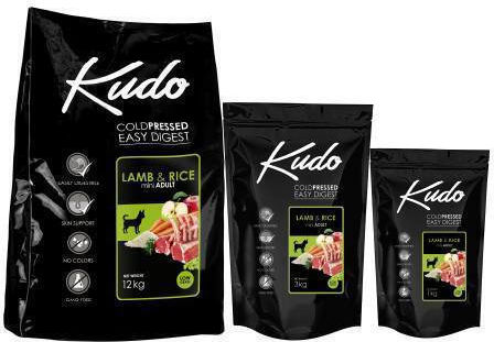 Kudo Adriatic 3kg Dry Food Gluten-Free for Adult Medium & Large Breed Dogs with Lamb and Rice