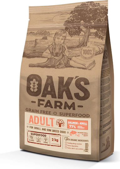 Oak's Farm Adult Mini 2kg Dry Food Grain-Free for Adult Small Breed Dogs with Salmon