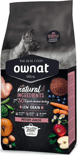 Ownat Ultra Low Grain Medium 3kg Dry Food with Few Grains for Medium Breed Puppies with Chicken and Vegetables