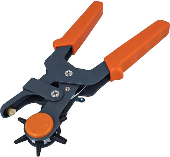 Pufo Rotating Hole Punch Pliers 6 Heads Punching Belts Orange Black