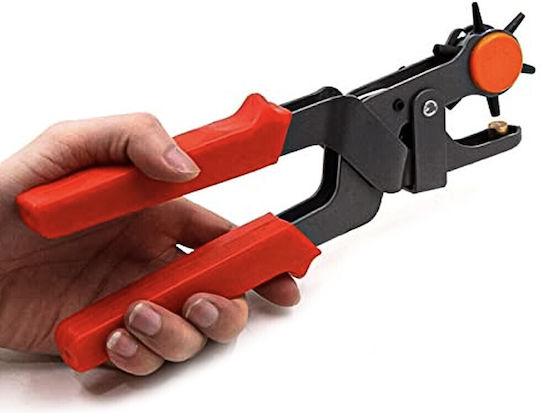 Pufo Rotating Hole Punch Pliers 6 Heads Punching Belts Orange Black