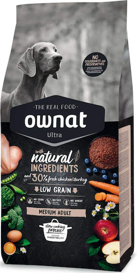 Ownat Ultra Low Grain Medium 3kg Dry Food with Few Grains for Adult Medium Breed Dogs with Chicken and Vegetables