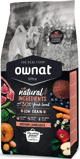 Ownat Low Grain Medium 3kg Dry Food with Few Grains for Adult Medium Breed Dogs with Lamb and Rice