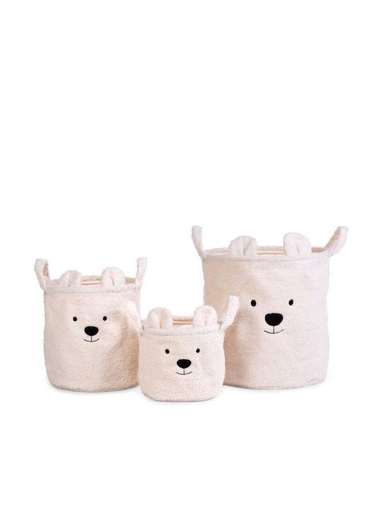 Set 3 Childhome Weiße Teddy Aufbewahrungskörbe