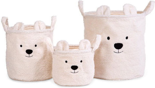 Set 3 coșuri de depozitare Childhome Teddy albe