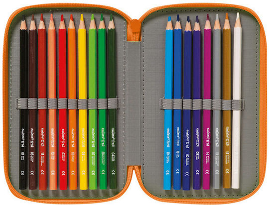 Carioca Comics Pencil Case Full 41pcs with 3 Compartments Gray Aargh