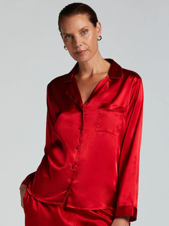 Hunkemöller Winter Women's Satin Pyjama Top Chili Pepper